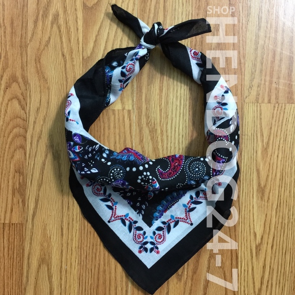 BOHEMIAN FLORAL BANDANA SCARVE ONE SIZE - Picture 3 of 4